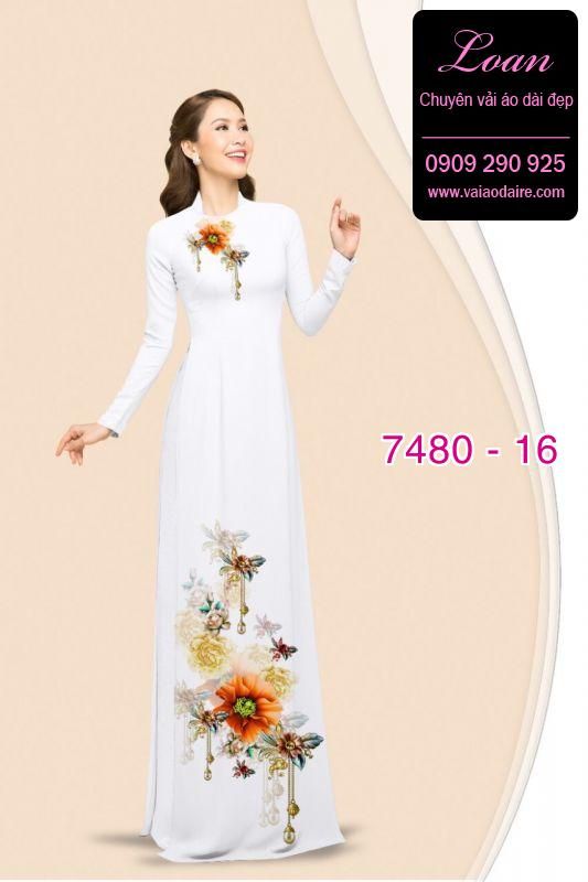 Vải áo dài hoa trên dưới
