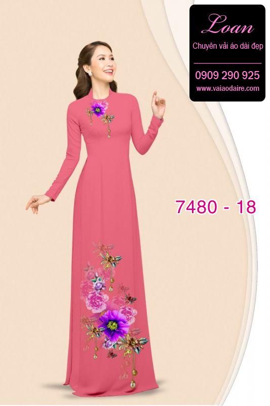 Vải áo dài hoa trên dưới