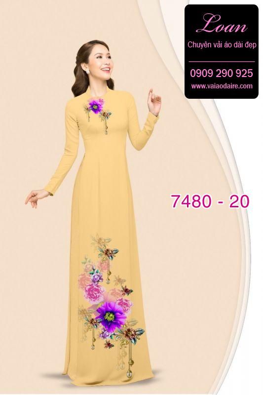 Vải áo dài hoa trên dưới