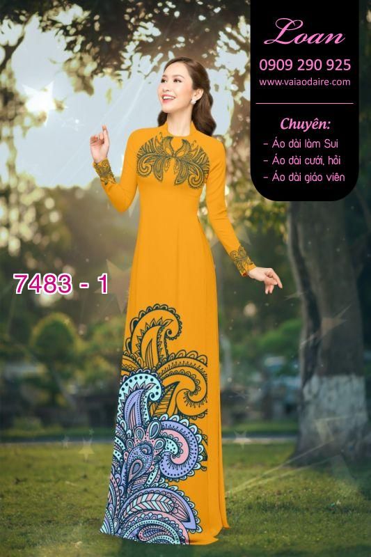 Vải áo dài hoa trên dưới