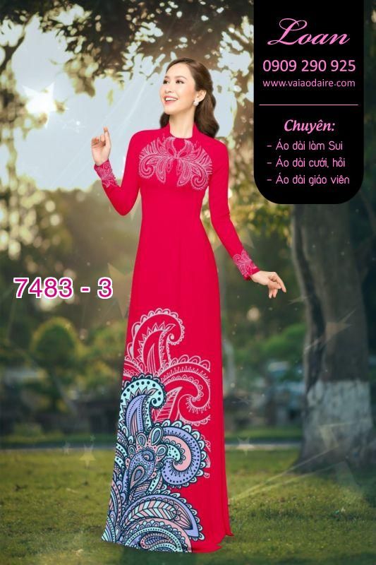 Vải áo dài hoa trên dưới