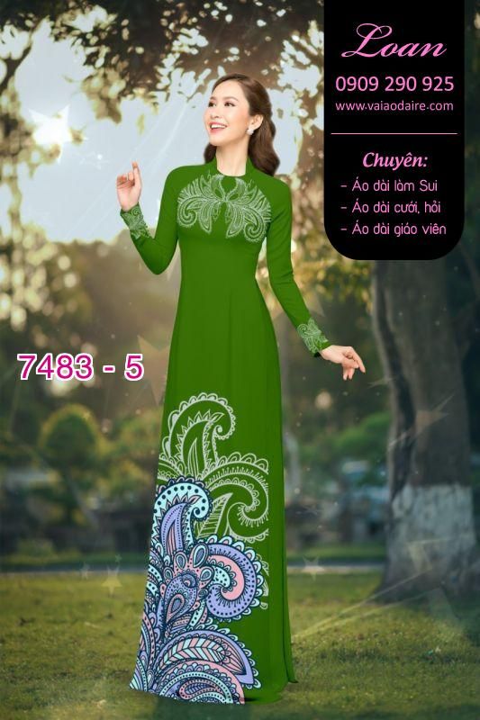 Vải áo dài hoa trên dưới