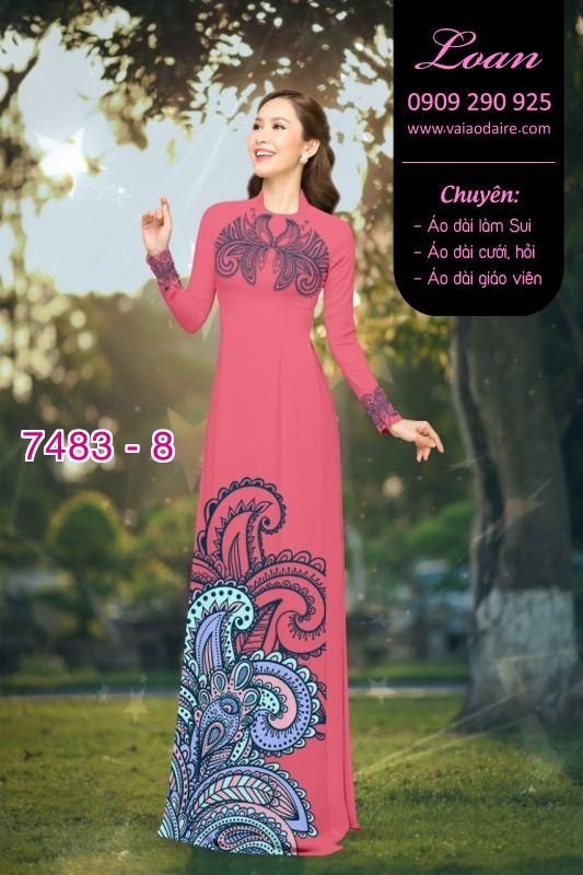 Vải áo dài hoa trên dưới