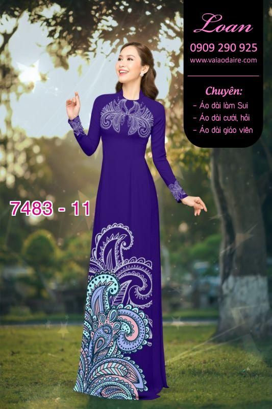 Vải áo dài hoa trên dưới