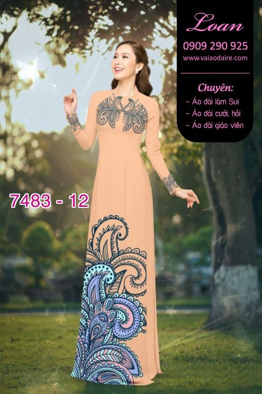 Vải áo dài hoa trên dưới