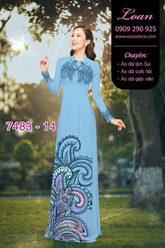 Vải áo dài hoa trên dưới
