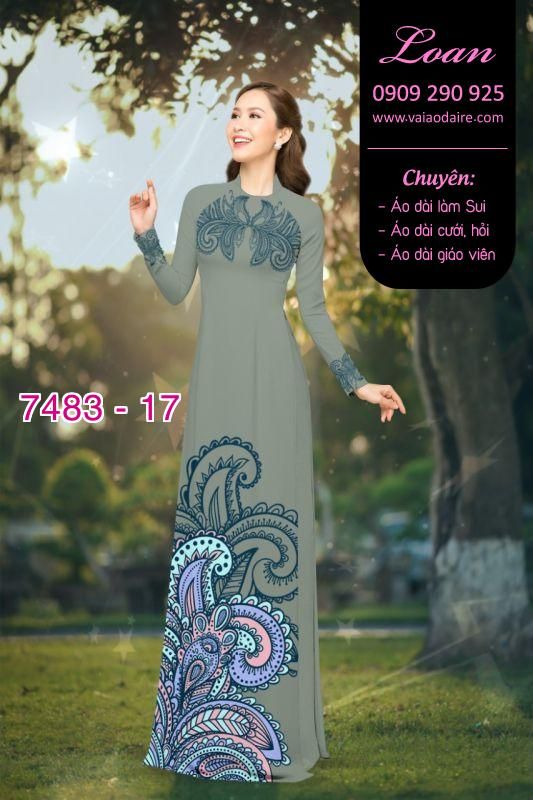 Vải áo dài hoa trên dưới