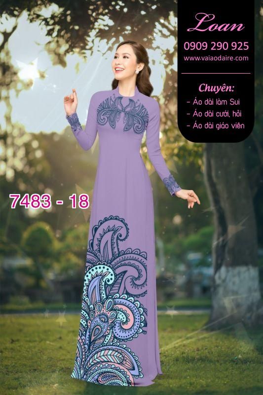 Vải áo dài hoa trên dưới