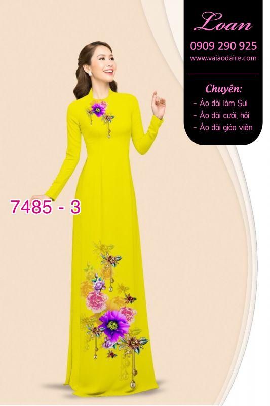 Vải áo dài hoa trên dưới