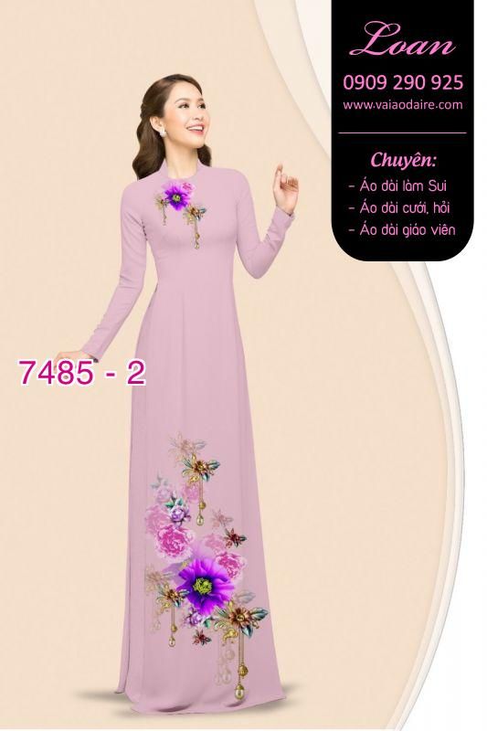 Vải áo dài hoa trên dưới