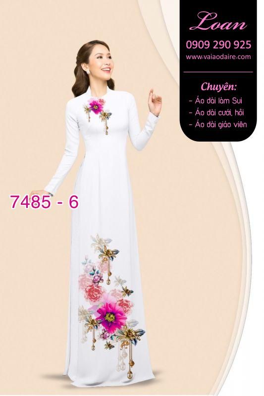 Vải áo dài hoa trên dưới