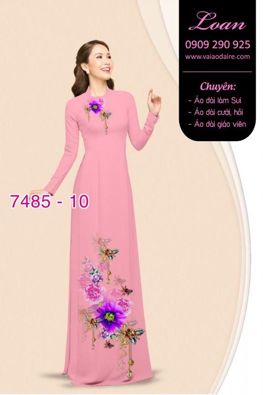 Vải áo dài hoa trên dưới