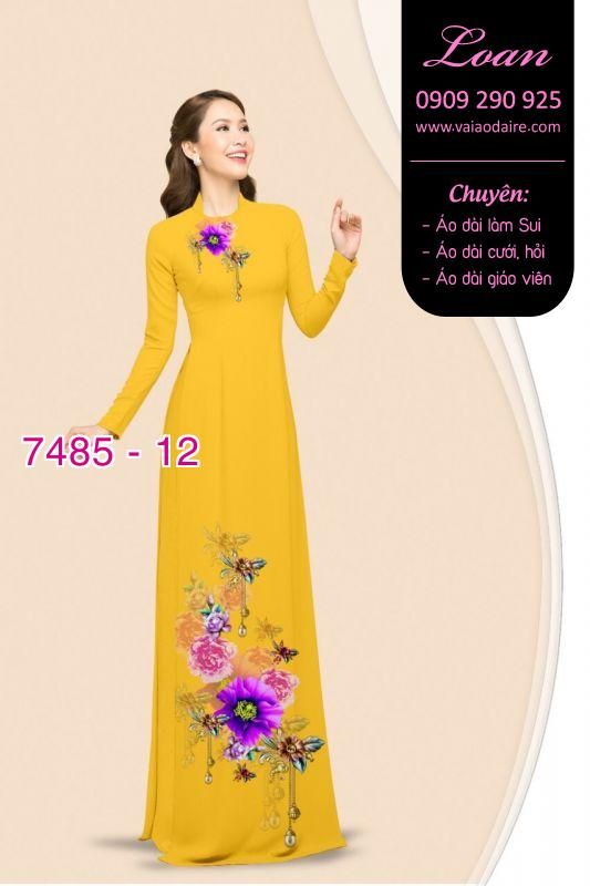 Vải áo dài hoa trên dưới