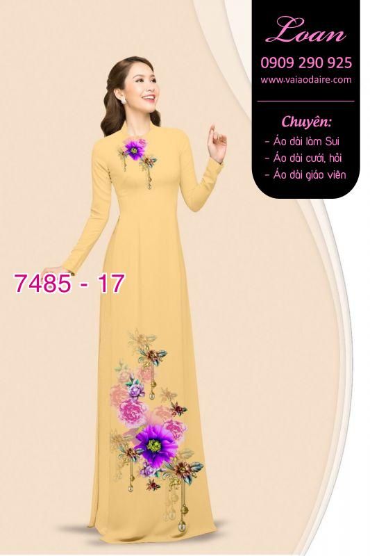 Vải áo dài hoa trên dưới
