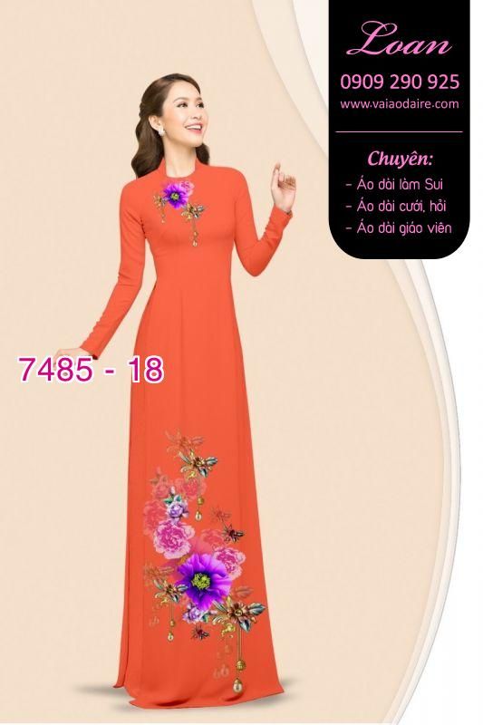 Vải áo dài hoa trên dưới