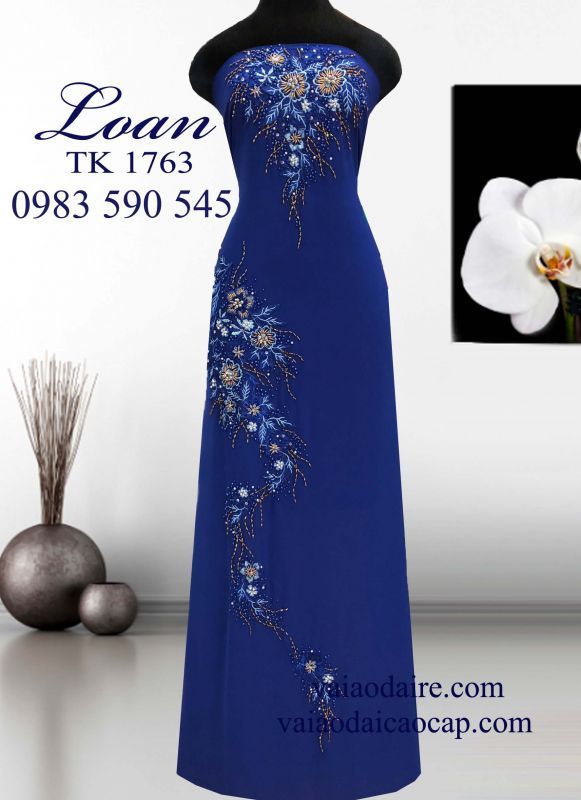 Vải áo dài kết hoa dây