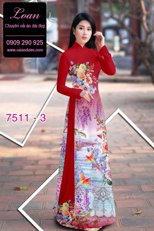 Vải áo dài hoa 3D