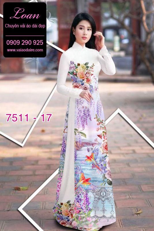 Vải áo dài hoa 3D