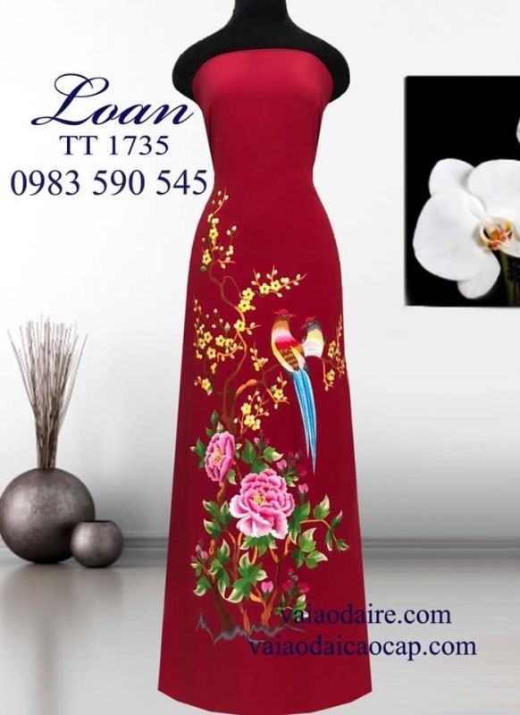 Vải áo dài thái tuấn thêu hoa