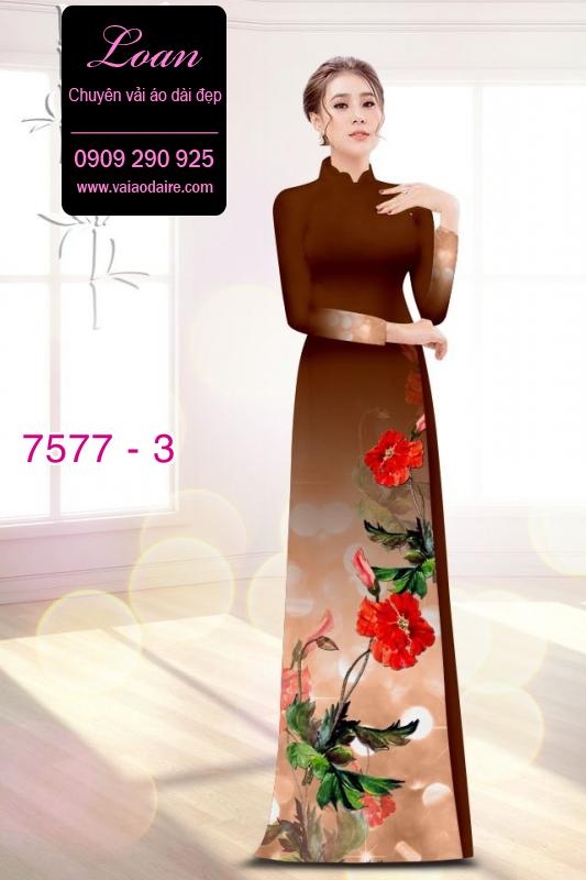 Vải áo dài hoa 3D