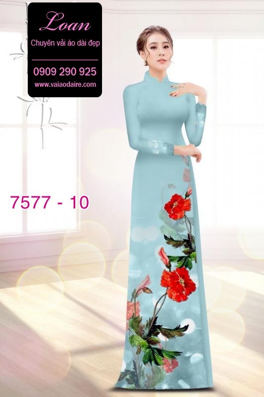 Vải áo dài hoa 3D