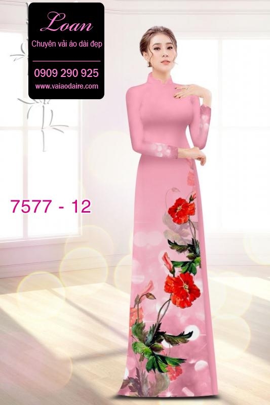 Vải áo dài hoa 3D