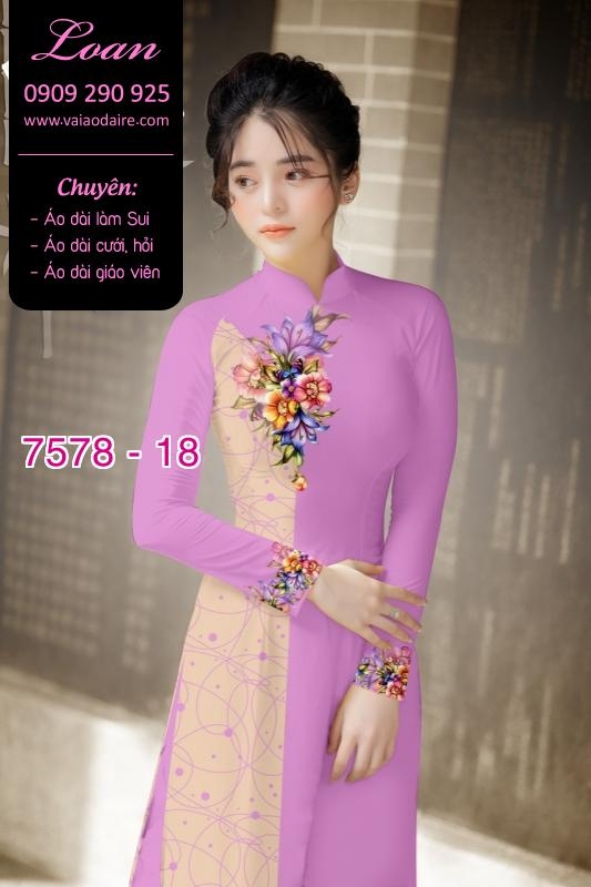 Vải áo dài hoa hiện đại Vải áo dài hoa hiện đại