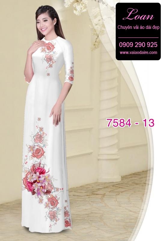 Vải áo dài hoa 3D