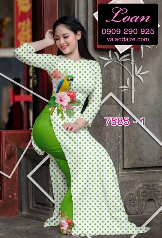 Vải áo dài hoa chấm bi