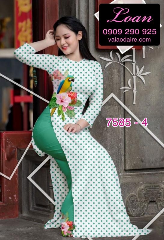 Vải áo dài hoa chấm bi