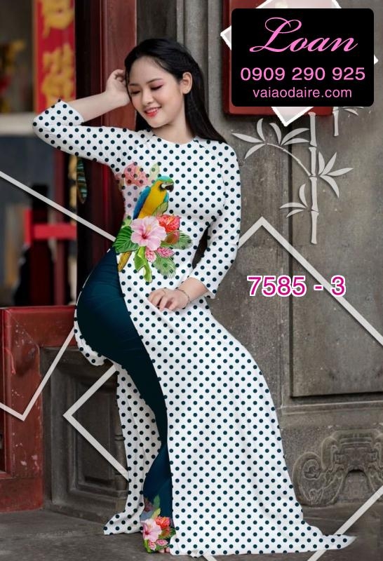 Vải áo dài hoa chấm bi