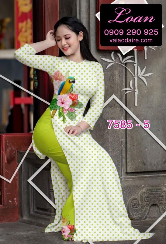 Vải áo dài hoa chấm bi