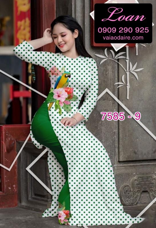 Vải áo dài hoa chấm bi