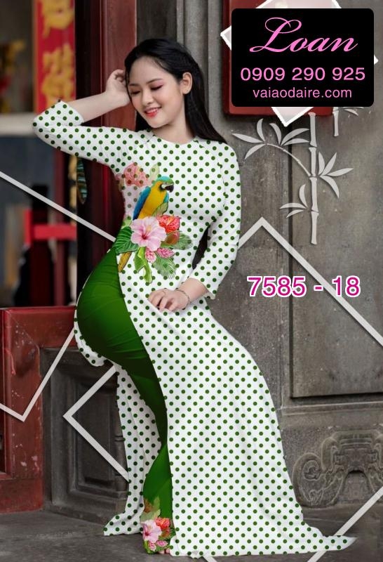 Vải áo dài hoa chấm bi