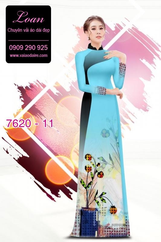 Vải áo dài hoa 3D