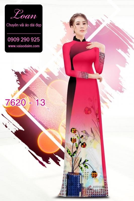 Vải áo dài hoa 3D