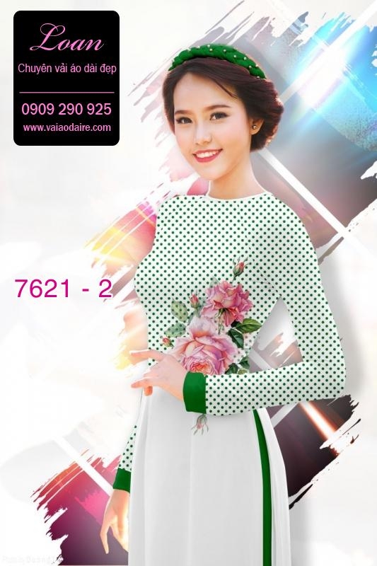 Vải áo dài hoa nền chấm bi Vải áo dài hoa nền chấm bi