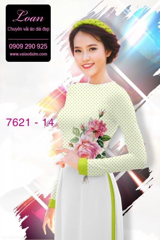 Vải áo dài hoa nền chấm bi Vải áo dài hoa nền chấm bi