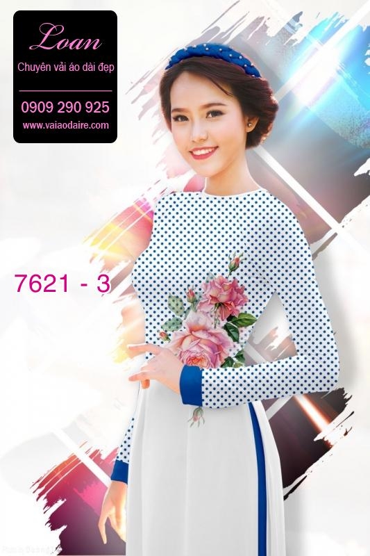 Vải áo dài hoa nền chấm bi Vải áo dài hoa nền chấm bi
