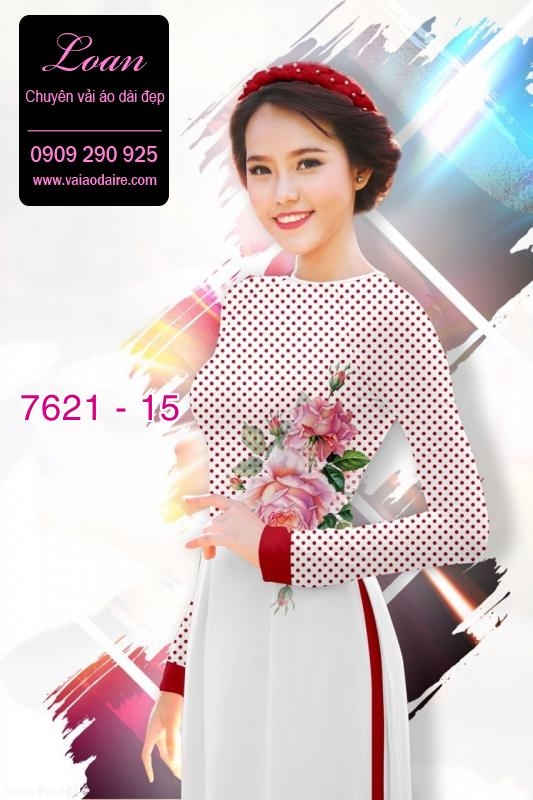 Vải áo dài hoa nền chấm bi Vải áo dài hoa nền chấm bi