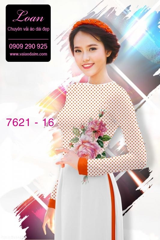 Vải áo dài hoa nền chấm bi Vải áo dài hoa nền chấm bi