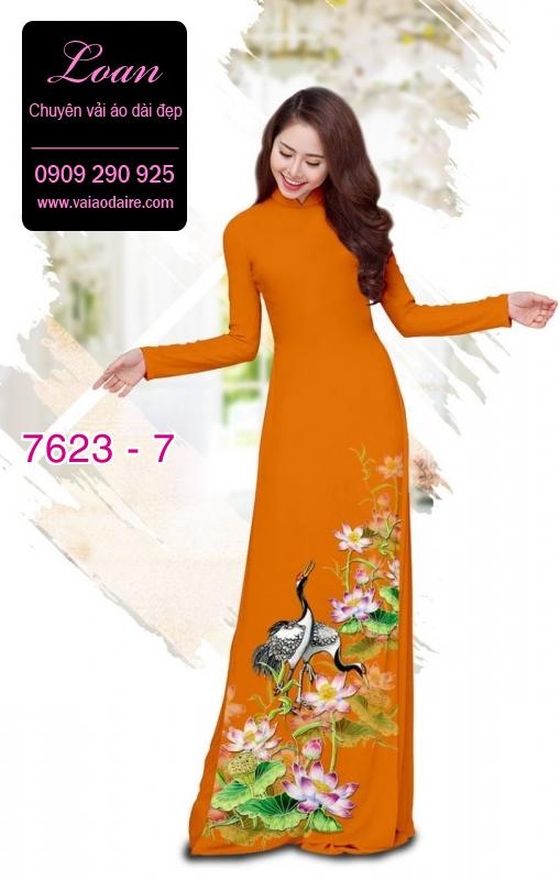 Vải áo dài hoa và chim