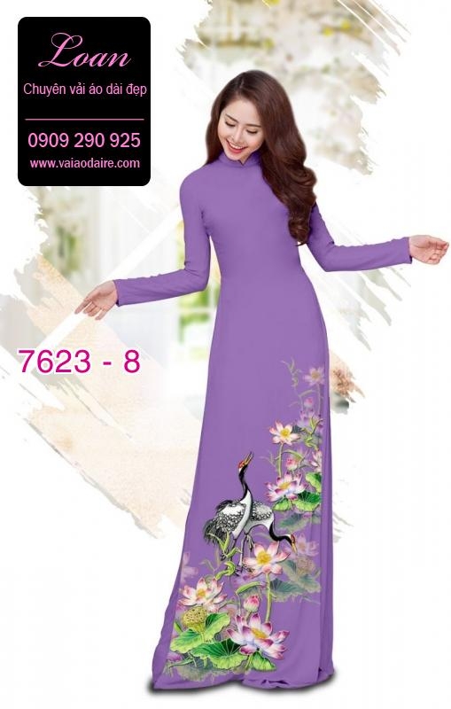 Vải áo dài hoa và chim