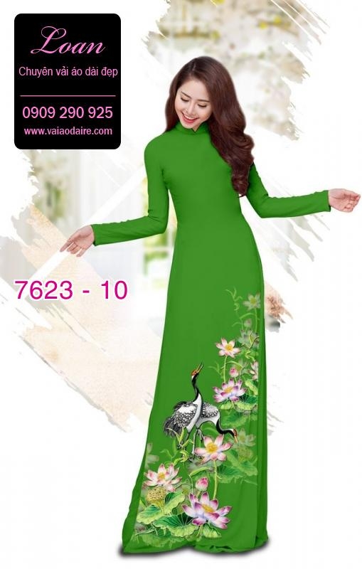 Vải áo dài hoa và chim