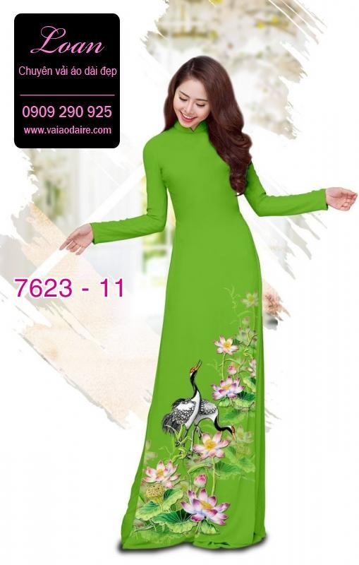 Vải áo dài hoa và chim