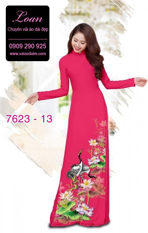 Vải áo dài hoa và chim