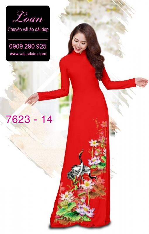 Vải áo dài hoa và chim