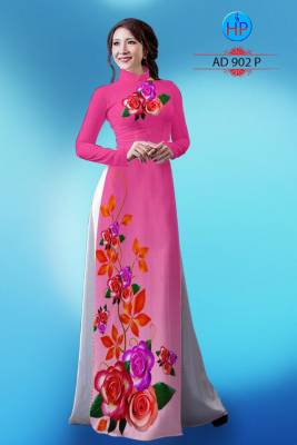 Vải áo dài hoa Hồng-DT 763
