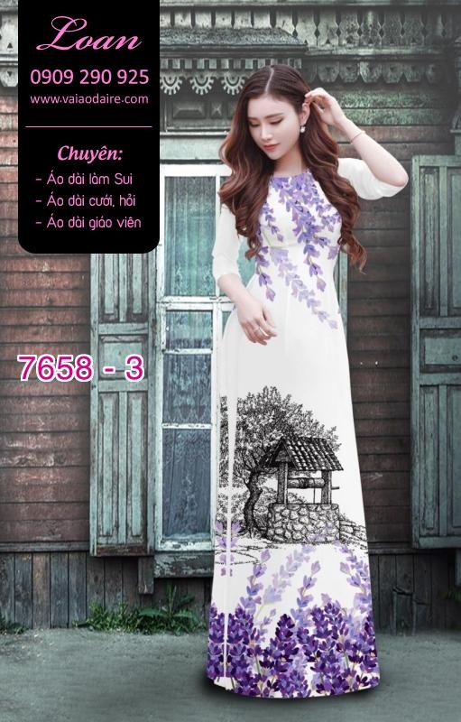 Vải áo dài hoa Lavender