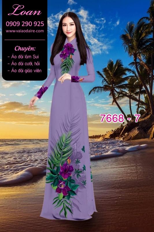 Vải áo dài hoa trên dưới